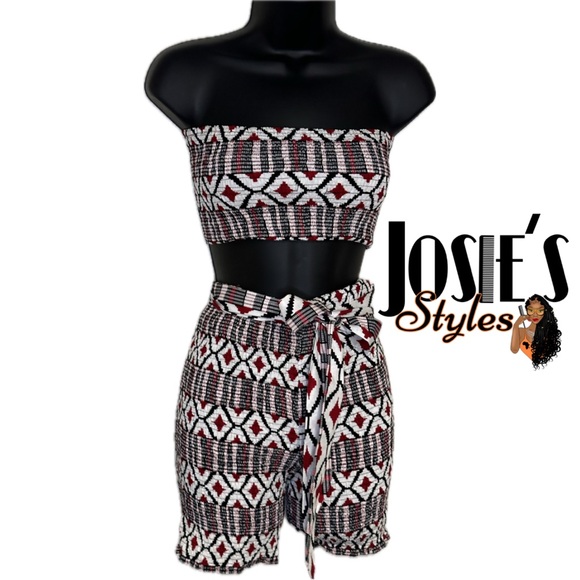 African smocked 2pc co-ord short set - Picture 1 of 6